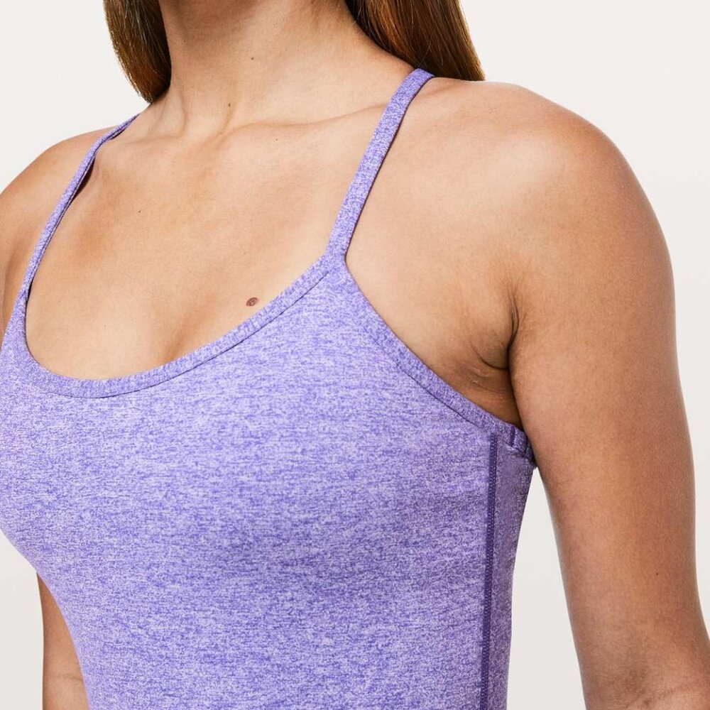Lululemon Power Y Tank Top Luon Heathered Iris Flower Size 8